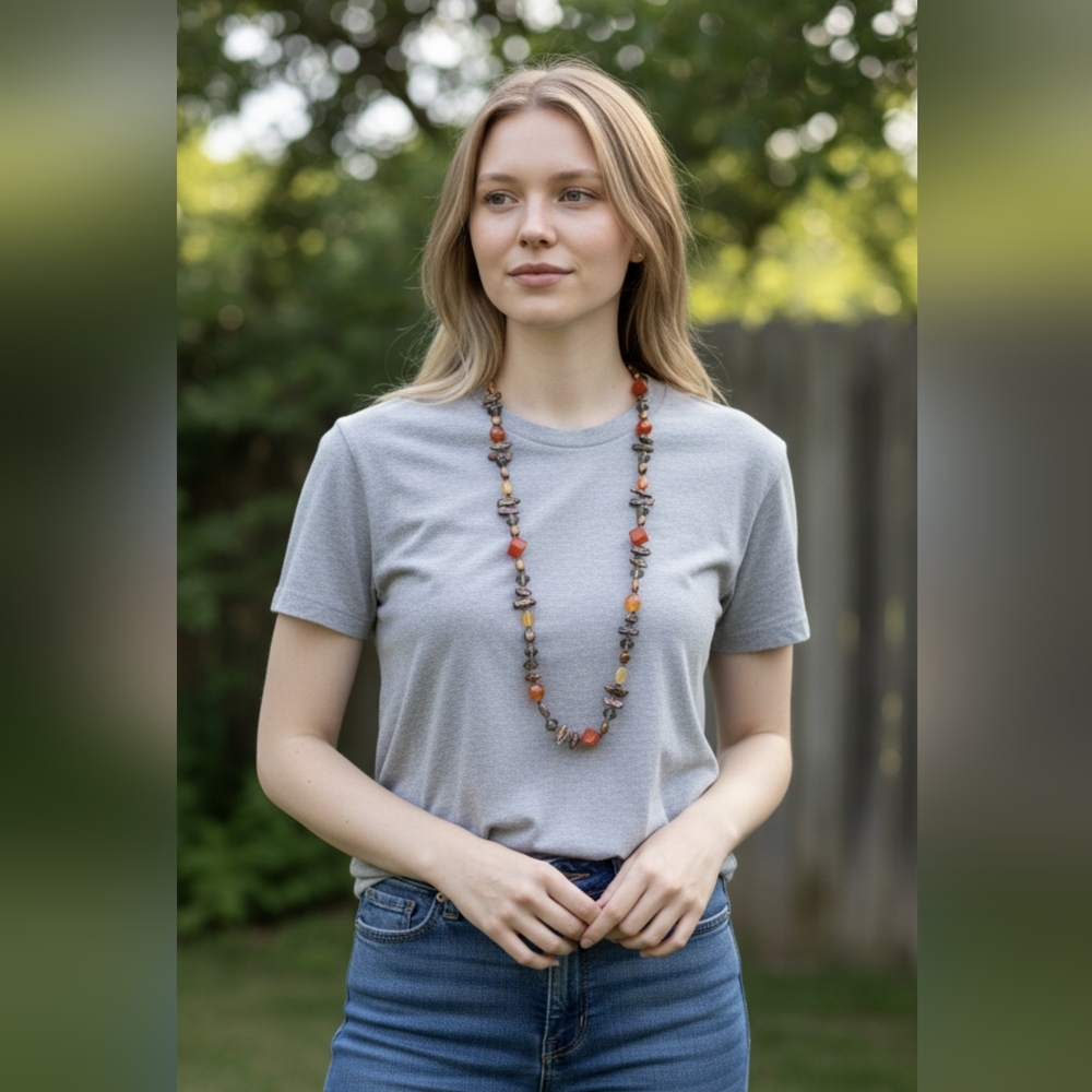 Antique Rare Flat Baroque Pearls & Carnelian Stones Necklace